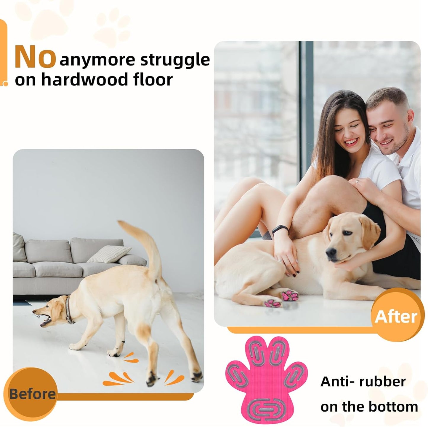 Anti-Slip Dog Paw Protector Pads for Senior Dogs, Dog Paw Adhesive Pads on Hardwood Floor,Senior Pets Essentials with Strong Traction,Puppy Grippers,12 Sets 48 pc M
