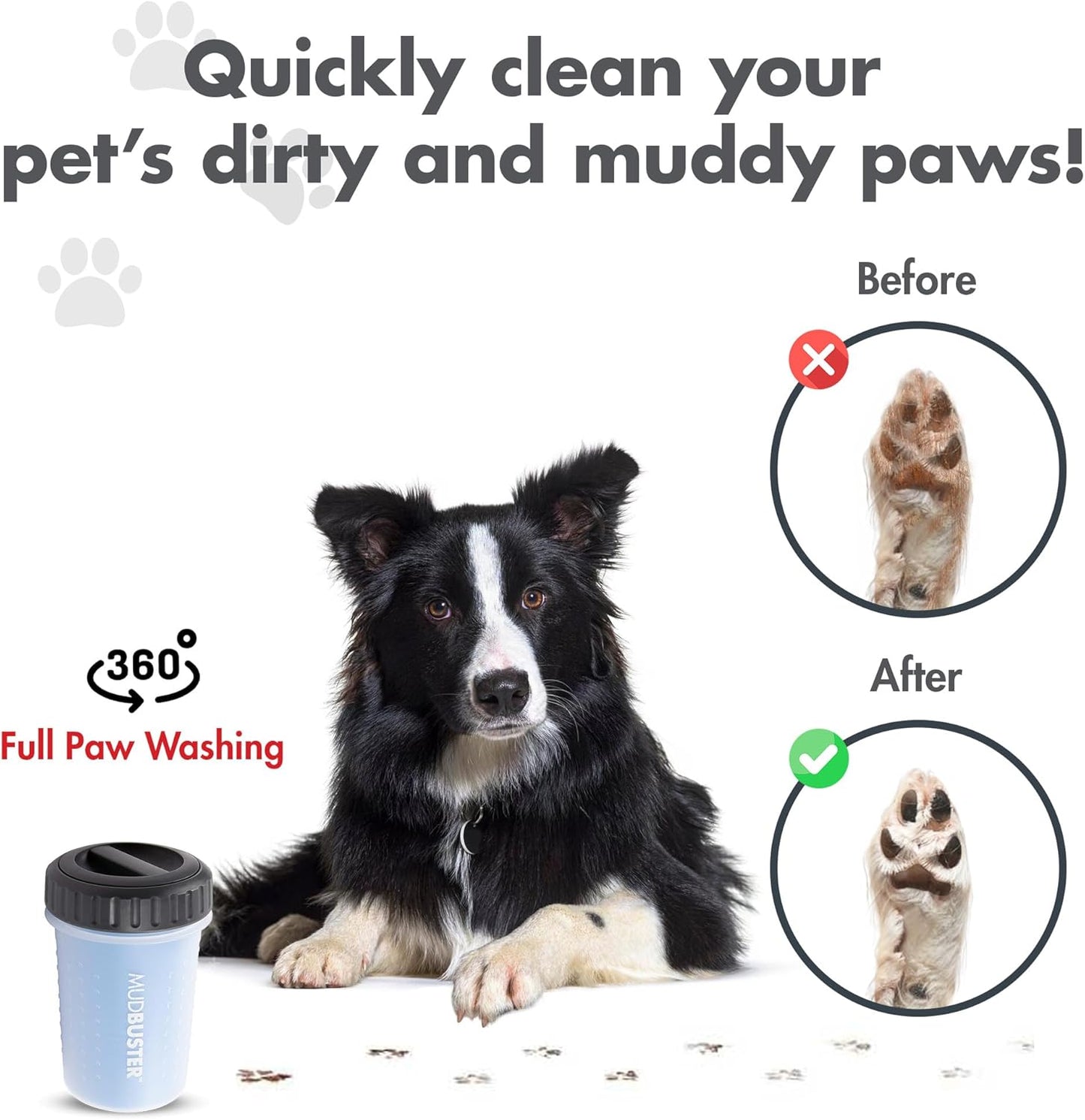 Dexas MudBuster Medium Dog Paw Cleaner in Fuchsia - Fits 1.5"-2.5" Wide Paws, Portable Paw Washer for Muddy Paws, Dog Paw Cleaning Cup with Gentle Silicone Bristles, Quick Clean Pet Paw Washer