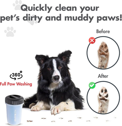Dexas MudBuster Medium Dog Paw Cleaner in Fuchsia - Fits 1.5"-2.5" Wide Paws, Portable Paw Washer for Muddy Paws, Dog Paw Cleaning Cup with Gentle Silicone Bristles, Quick Clean Pet Paw Washer