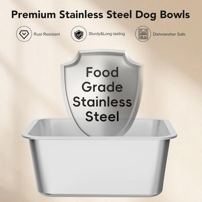 Decflow 10L Stainless Steel Dog Water Bowl, No Spill Anti-Splash Dog Bowls with XXL Silicone Mat, Spill-Proof Slow Feeder for Messy Drinkers, Heavy Duty Pet Bowls for Indoor/Outdoor Use Grey