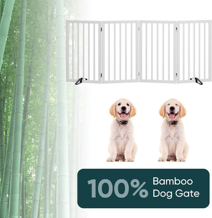 Freestanding Dog Gates Indoor, 3-Panel Pet Gates with 2 Metal Stands and 360° Hinge, 24" H Foldable Dog Gate for Stairs, Doorway, Kitchen, Expands Up to 55" Fully Assembled - Black Walnut
