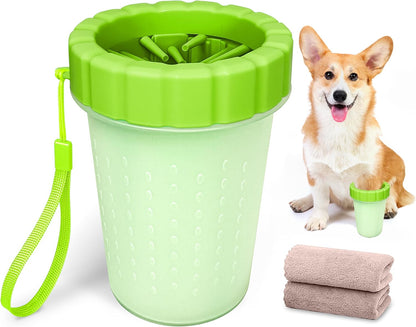 Dog Paw Cleaner Cup, Soft Silicone, Portable, Easy to Clean, Removes Mud and Dirt, Grooming Accessory for Home, Travel – Green, M