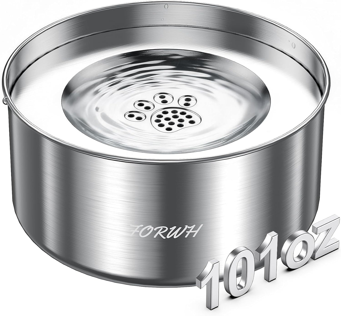 304 Stainless Steel Dog Water Bowl No Spill, 101oz/3L Large Capacity Pet Water Dispenser with Floating Disk, Non-Slip Slow Drink Feeder for Cat, Anti-Gulping & Splash Proof for Travel, Car & Home