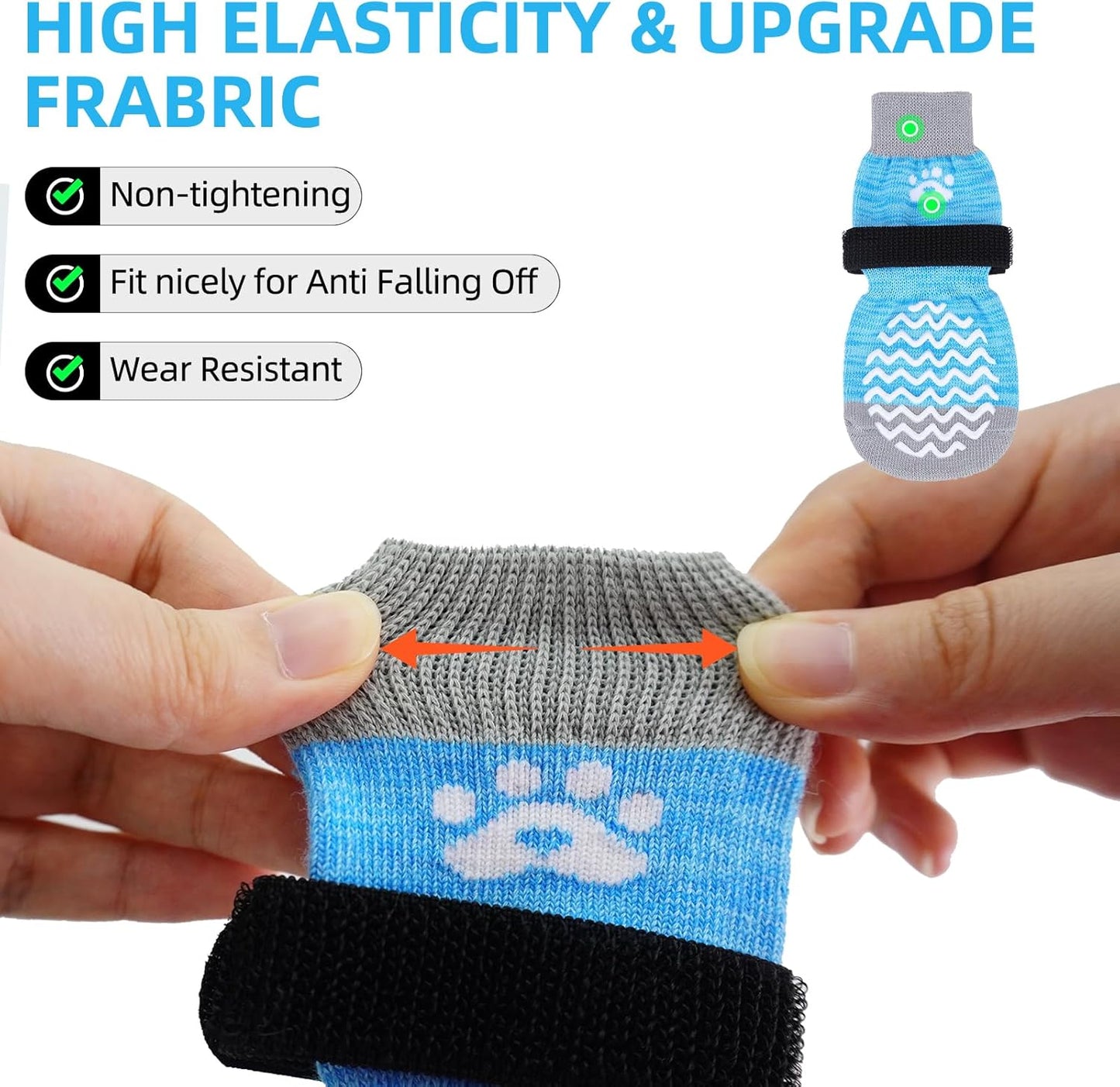 PUPTECK Anti Slip Dog Socks with Double Grippers for Hardwood Floors, Shoes for Hot/Cold Pavement, Boots & Paws Protectors to Prevent Licking, Traction Booties for Senior Small Large Dogs