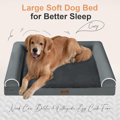 Large Dog Bed Orthopedic Washable: Beds Bolster XL Bed Large Big Dogs Memory Foam Couch Sofa Waterproof with Removable Cover