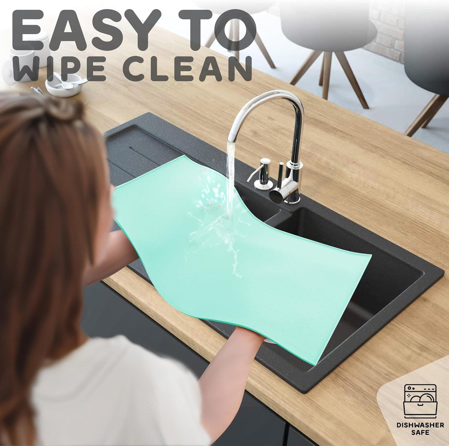 Dog Food Mat - Raised Edges Dogs Mat for Food and Water Prevent Spill, Waterproof Cat Food Mats Protect Floors, Easy Clean Dog Bowl Mats for Food and Water, Silicone Pet Feeding Placemats