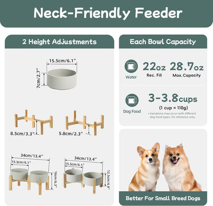 Havniva 8.3” Dog Bowls Elevated Ceramic Dog Food and Water Bowl, Raised Dog Water Bowl with Stand Non-Slip Rubber Base Large Capacity Feeding Pet Food Bowl for Large Dogs