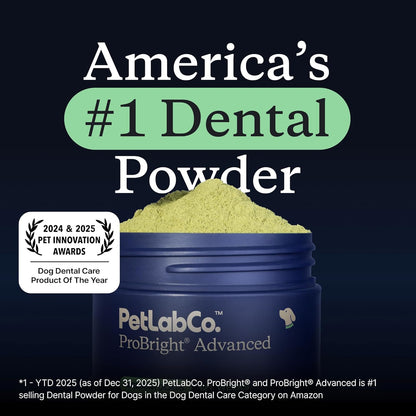 PetLab Co. ProBright Advanced Dental Powder - Dog Breath Freshener - Teeth Cleaning Made Easy – Targets Tartar & Bad Breath - Packaging May Vary - Formulated for Small Dogs