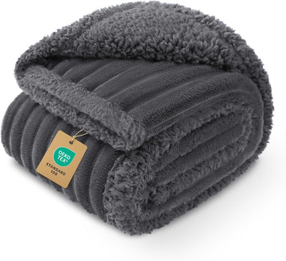 Luciphia Waterproof Dog Blanket for Large Dogs Ultra-Soft Calming Cut Pile Flannel Throw Durable & Warm Furniture Protection for Couch Bed Pet Blanket Machine Washable Stone Gray,L(65''x57'')