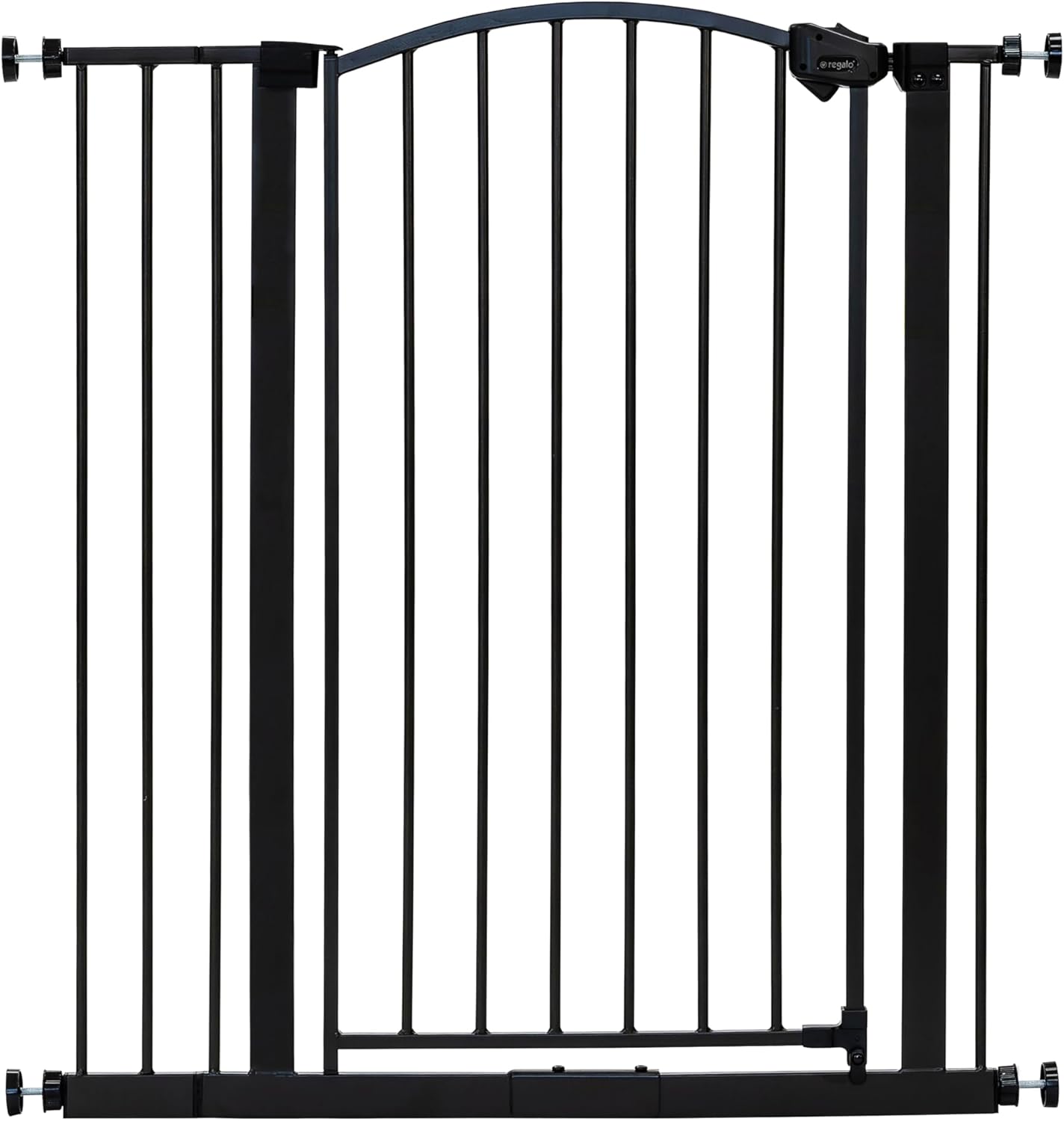 Regalo Safety 30.5-58" Extra Wide Arch Baby Gate with Door, Pressure Mount Walk Through Gate for Doorways & Bottom of Stairs, Babies, Toddlers & Pets, Tested & Safe, American Designed, American Owned