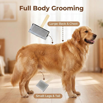 2PCS Dog Slicker Brush & Pet Comb, Cat Dog Rabbit Pin Grooming Brush Extra Large & Small Size, Matted/Loose Fur, Knots, For Doodle/Goldendoodle/Labradoodles Grooming and Shredding Short/Long Hair