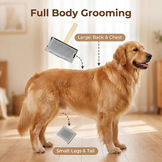 2PCS Dog Slicker Brush & Pet Comb, Cat Dog Rabbit Pin Grooming Brush Extra Large & Small Size, Matted/Loose Fur, Knots, For Doodle/Goldendoodle/Labradoodles Grooming and Shredding Short/Long Hair