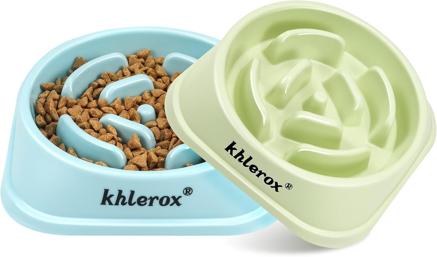 2 Pack Slow Feeder Dog Bowls for Healthy Eating, Non-Slip and Anti-Choking Design, Reduces Bloating & Overeating for Medium Dogs and Cats, Easy to Clean