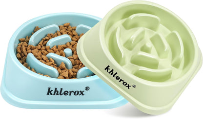 2 Pack Slow Feeder Dog Bowls for Healthy Eating, Non-Slip and Anti-Choking Design, Reduces Bloating & Overeating for Medium Dogs and Cats, Easy to Clean