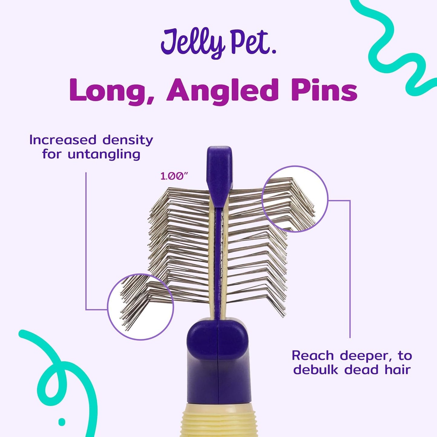 Jelly Pet Double Sided Dog Slicker Brush, Longer Pins, Flexible Head, Fine/Coarse Sides, Removes Unwanted Tangles, Medium, Pink