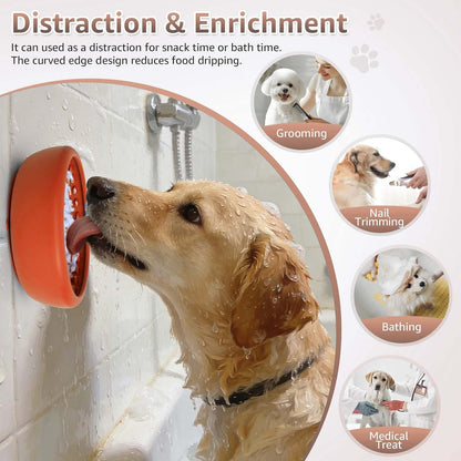Dog Lick Bowl, ZOURYNUA Non-Slip Slow Feeder Dog Bowls, Enrichment Licking Mat for Distraction, Anxiety Relief Treat Dispenser Freezer, BPA Free Silicone & Dishwasher Safe (Pink, Small)