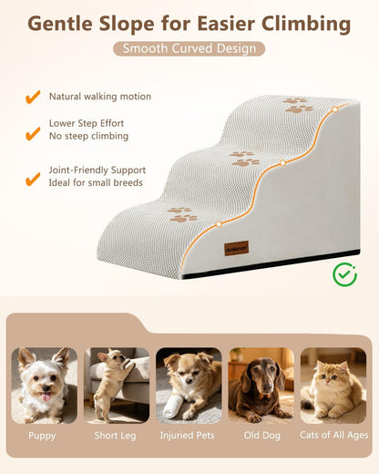 Aodisman Dog Stairs for Small Dogs,3 Step Dog Ramp for Couch and Bed,Pet Stairs with Non-Slip Bottom for Old Cats,Indoor Pet Steps,Comfort,Durable,15.4" H