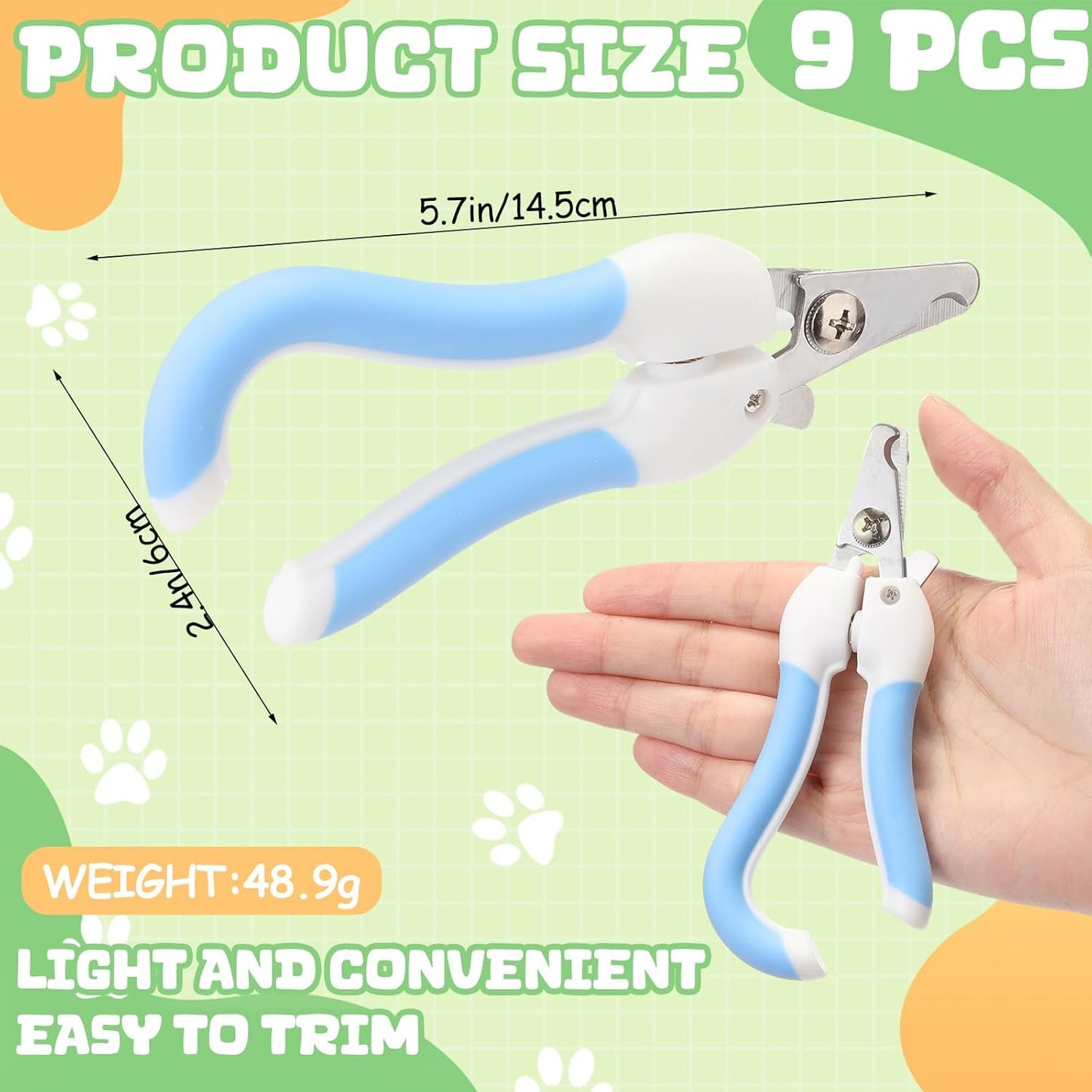 9 Pcs Small Dog Nail Clippers Bulk with Safety Guard to Avoid Over-Cutting Pet Nail Claw Grooming Pet Cutter Toenail Trimmer for Small Medium Dogs Nails Home Grooming(Classic)