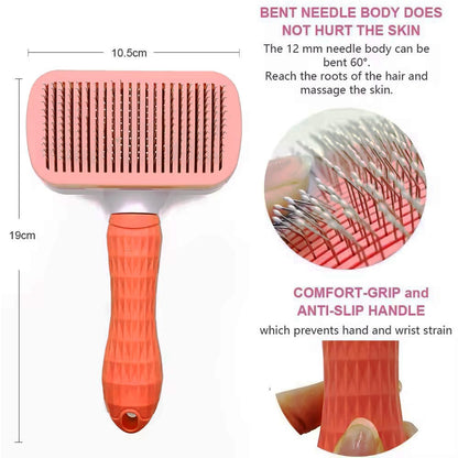 Self-Cleaning Slicker Brush, Dog Cat Bunny Pet Grooming Shedding Brush, Easy to Remove Loose Undercoat, Pet Massaging Tool Suitable for Pets with Long or Short Hair (Black)
