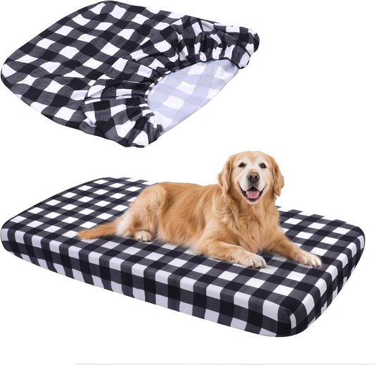 Dog Bed Covers Replacement Washable, Elastic Edged Pet Bed Protector with Cute Dog Pattern Design for Small & Medium Pet Beds, Cover Only (Blue, 36x27x6 Inch)