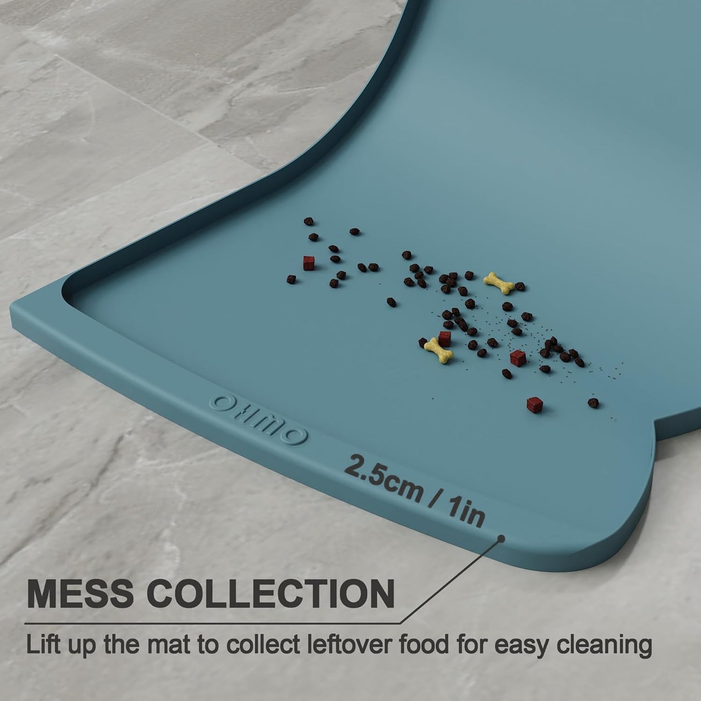 OHMO - Cat Food Mat, Silicone Pet Feeding Mat for Floor Non-Skid Waterproof Dog Water Bowl Tray, Easy to Clean Pet Placemat (Erythrinus, 18 * 9.8'')