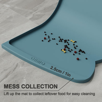 OHMO - Cat Food Mat, Silicone Pet Feeding Mat for Floor Non-Skid Waterproof Dog Water Bowl Tray, Easy to Clean Pet Placemat (Erythrinus, 18 * 9.8'')