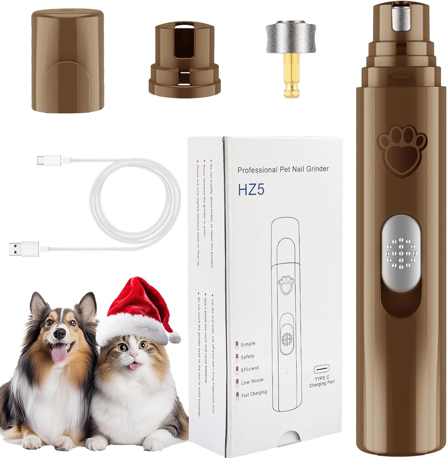 VIWIK Dog Nail Grinder, 2-Speed Rechargeable Dog Nail Trimmers for Large Medium & Small Dogs, Upgrade Professional Electric Pet Paws Grooming, Quiet Puppy Grooming Tool, for Dogs Cats