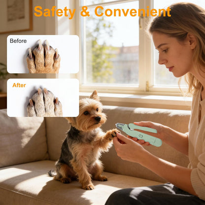 2-in-1 Dog Nail Grinder & Cat Nail Clippers Trimmers for Large Medium Small Dogs Cats Claw Trimmer Quick Sensor with 2 LED Lights Safety Guard USB Rechargeable Dogs Nail Trimmer (White)
