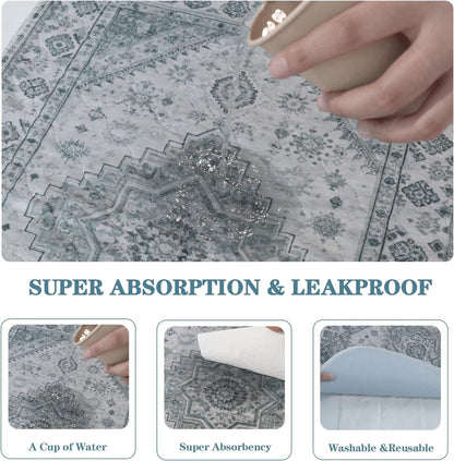 Qeils Washable Pee Pads, Reusable Puppy Pads Super Absorbent Leakproof Dog Training Pads, Non-Slip Wee Wee Pads for Crate, Floor, Potty Pads Feeding Mat Dog Pee 2 Pack 18"x30"