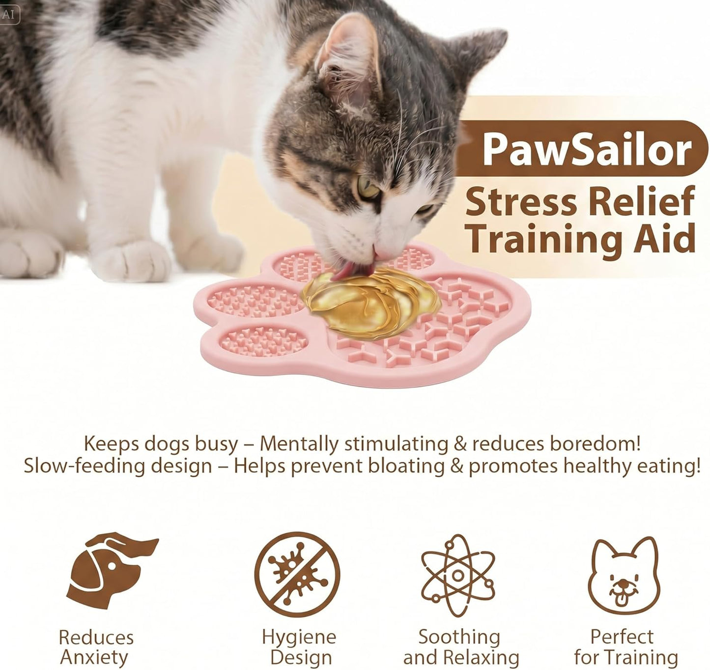 Lick Mat for Dogs and Cats, Slow Feeder Mats with Suction Cups - Bathing, Grooming and Training, Anxiety Relief Feeding Pad,Dishwasher-Safe Yellow