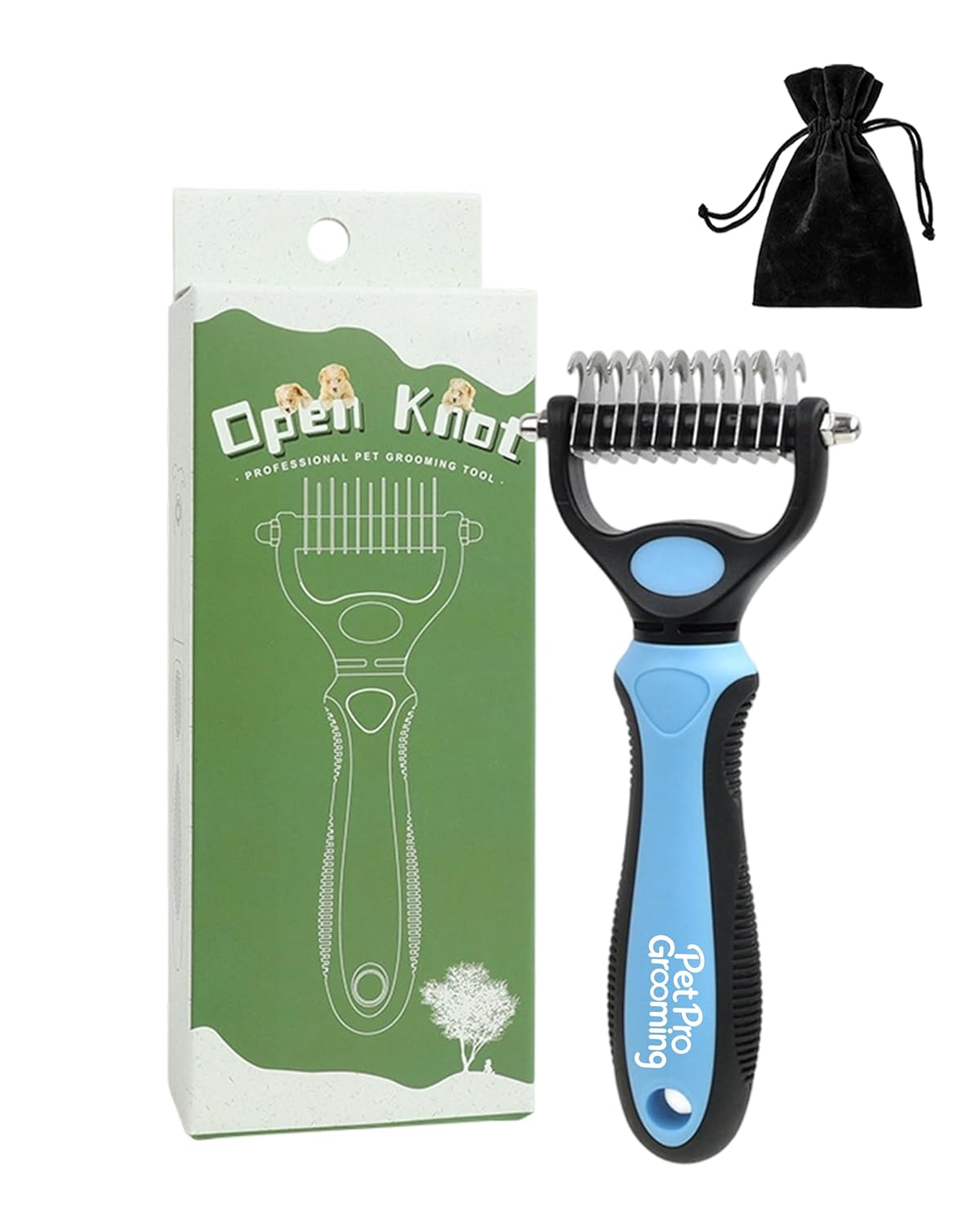 Tool, 2-In-1 Double-Sided Grooming Tool, Deshedding Dog Brush, Pet Shedding Remover Rounded-Tooth Comb For Painlessly Removing Knots And Loose Hair (Blue-Large)