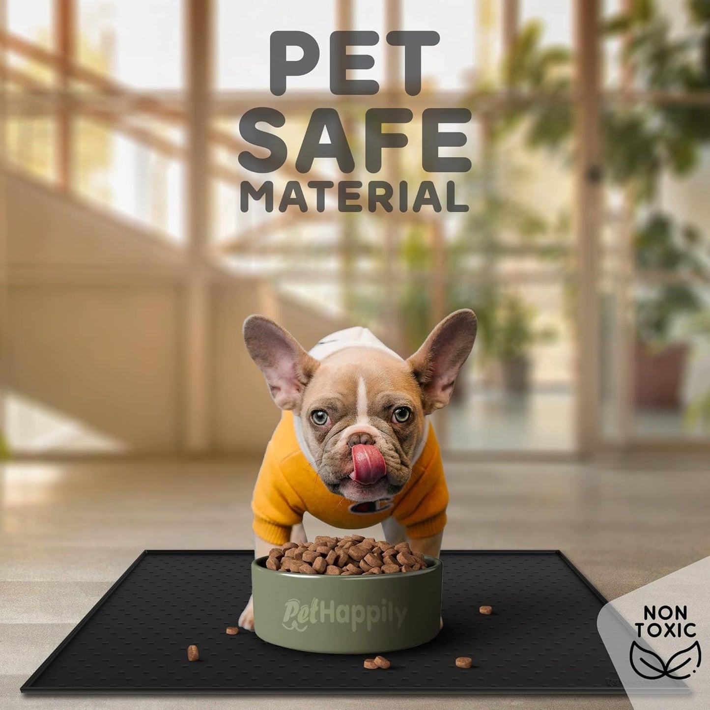 Dog Food Mat - Raised Edges Dogs Mat for Food and Water Prevent Spill, Waterproof Cat Food Mats Protect Floors, Easy Clean Dog Bowl Mats for Food and Water, Silicone Pet Feeding Placemats
