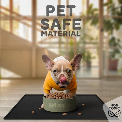 Dog Food Mat - Raised Edges Dogs Mat for Food and Water Prevent Spill, Waterproof Cat Food Mats Protect Floors, Easy Clean Dog Bowl Mats for Food and Water, Silicone Pet Feeding Placemats