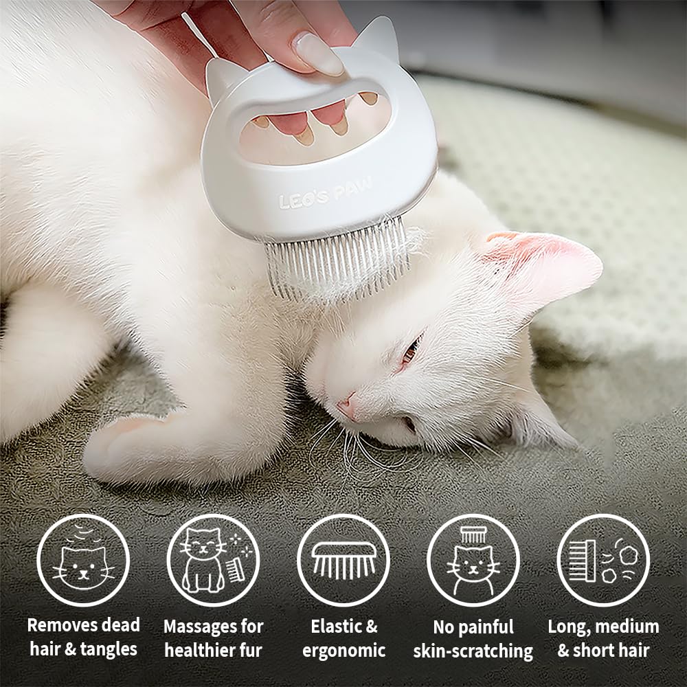 Leo's Paw The Original Pet Hair Removal Massaging Shell Comb Soft Deshedding Brush Grooming and Shedding Matted Fur Remover Dematting tool for Long and Short Hair Cat Dog Puppy Bunny (Mint)