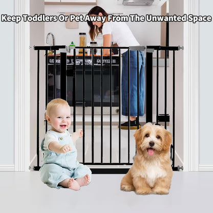 41 Inch Tall Baby Gate Auto Close Dog Gate Adjustable 29.92"-57.48" Wide Pressure Mounted Walk Through Swing Pet Gate for Doorways (White, 29.92"-57.48" Wide)
