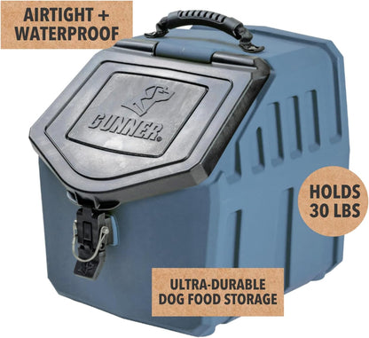 GUNNER 50 lbs Dog Food Storage Container - Waterproof & Airtight Pet Food Bin - Multi-Purpose Container for Dry Food, Corn, Chicken Feed, Treats, Bird Seed, & More - Gunmetal