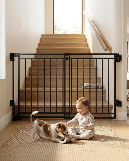 Baby Gate for Stairs & Doorways - Fits Openings 26 to 43 Inches Wide (Must Drill to Install) | 29" Extra Tall with No Bottom Bar | One-Handed Auto-Close Walk-Thru Gate for Kids & Pets, Black