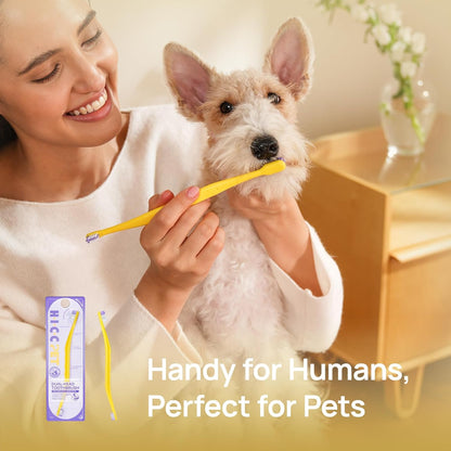 HICC PET Toothbrush for Cats & Small Dogs, Vet-Recommended Ergonomic Pet Toothbrush for Easy Teeth Cleaning, Gentle on Gums, Cat & Dog Dental Care, Improves Oral Hygiene. Toothpaste Not Included