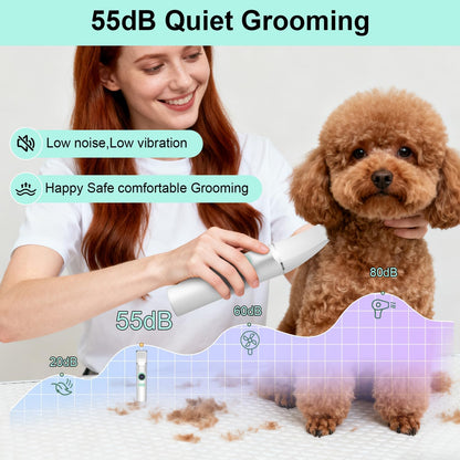 TBTeek Dog Grooming Clippers with LED Light,10-Level Speed 5-in-1 Cordless Dog Grooming Kit, Rechargeable Silent Dog Paw Trimmer Nail Clippers for Thick Hair Toenail Small Dog Pet 's feet