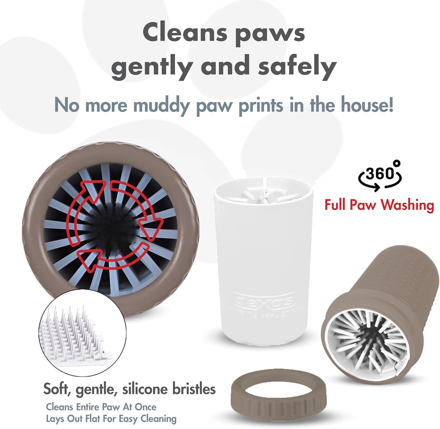 Dexas MudBuster Medium Dog Paw Cleaner in Fuchsia - Fits 1.5"-2.5" Wide Paws, Portable Paw Washer for Muddy Paws, Dog Paw Cleaning Cup with Gentle Silicone Bristles, Quick Clean Pet Paw Washer