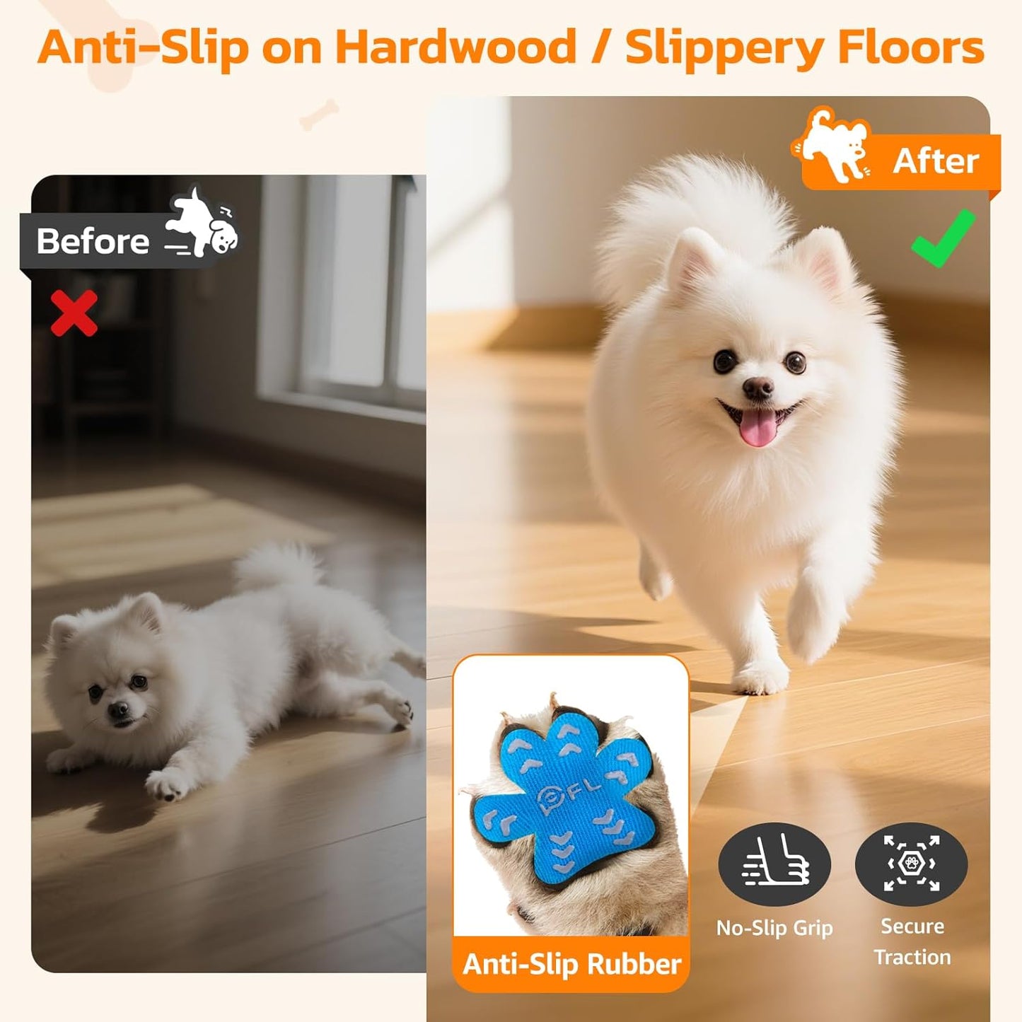Anti Slip Dog Paw Protector Pads for Senior Dogs, Paw Pads for Dogs Traction, Disposable Self Adhesive Paw Grips for Old Dog on Slippery Hardwood Floor, Black 12 Sets (48pcs) XXL 61-80lbs