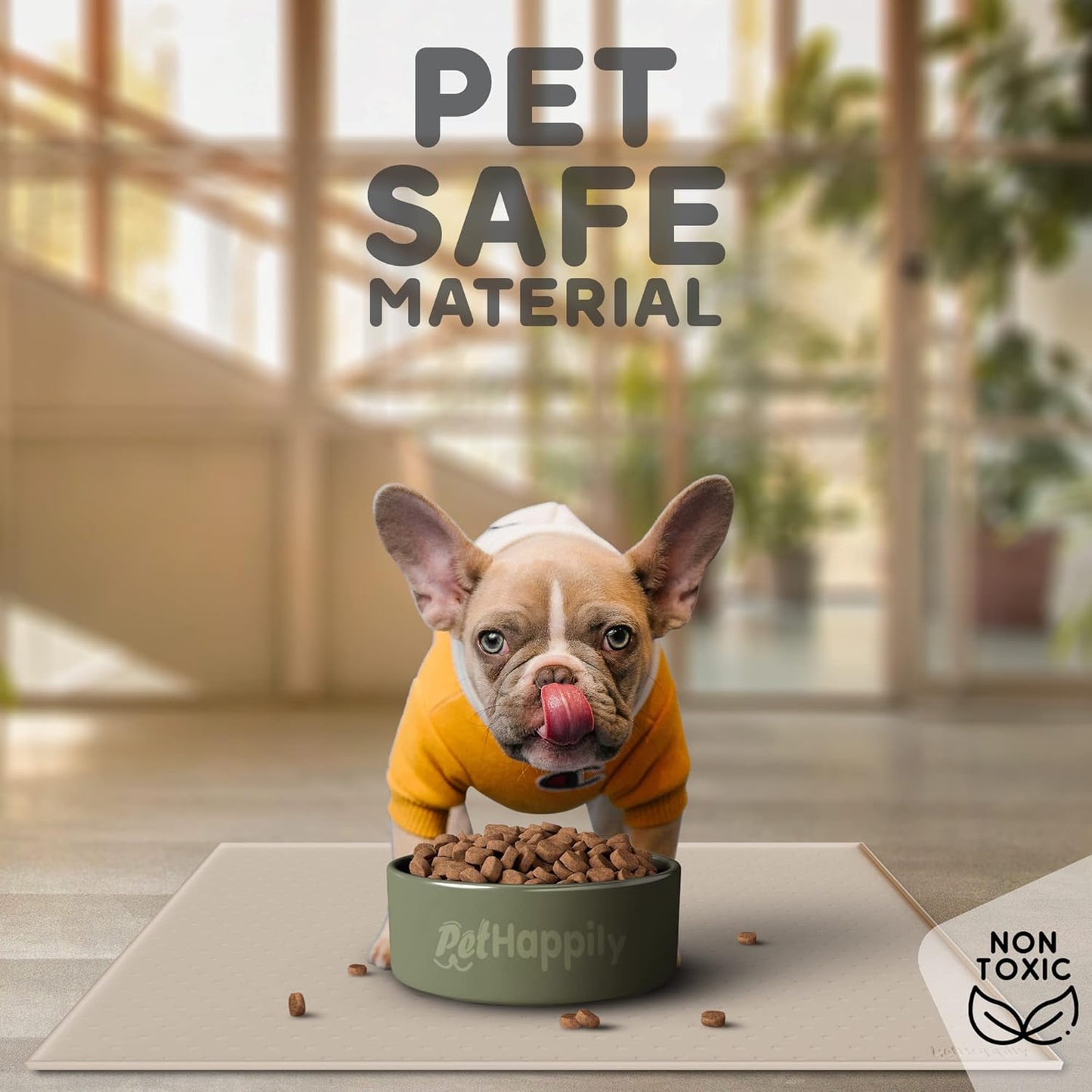 Dog Food Mat - Raised Edges Dogs Mat for Food and Water Prevent Spill, Waterproof Cat Food Mats Protect Floors, Easy Clean Dog Bowl Mats for Food and Water, Silicone Pet Feeding Placemats