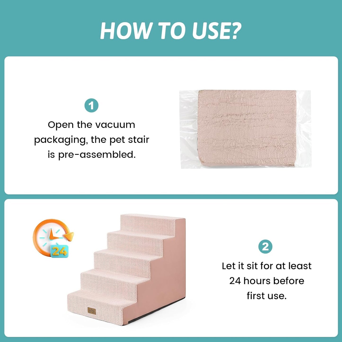 COZY KISS Dog Stairs for Small Dogs, 4 Tier Wider Pet Stairs for Couch and Beds, 17.7" H Non-Slip Dog Steps for Old Cats, Puppy, Small Medium Dogs, 17.7x23.6x17.7 inch, Beige