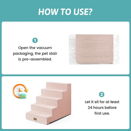 COZY KISS Dog Stairs for Small Dogs, 4 Tier Wider Pet Stairs for Couch and Beds, 17.7" H Non-Slip Dog Steps for Old Cats, Puppy, Small Medium Dogs, 17.7x23.6x17.7 inch, Beige