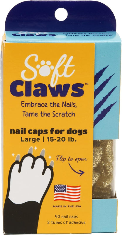 Soft Claws Nail Caps for Dogs with Non-Slip Design Made in USA - 40 Dog Nail Covers for Long-Lasting Protection of Floors and Furniture - Silver, XX-Large