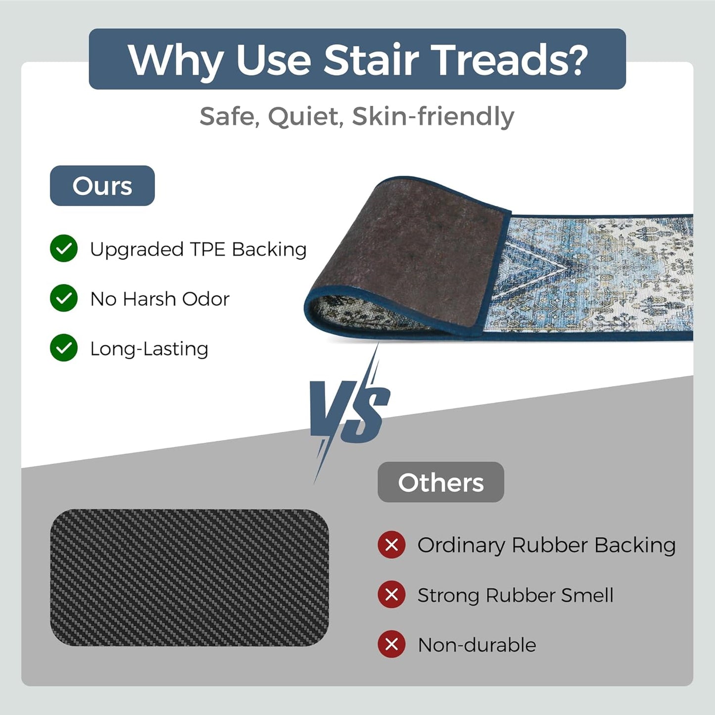sarben Non Slip Stair Treads for Wooden Steps 15PCS - 8"x30" Indoor Safety Carpet, Edging Mats with TPE Adhesive Backing, Pet and Elderly Friendly Stair Rugs (Taupe) - Colors A