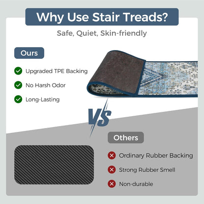 sarben Non Slip Stair Treads for Wooden Steps 15PCS - 8"x30" Indoor Safety Carpet, Edging Mats with TPE Adhesive Backing, Pet and Elderly Friendly Stair Rugs (Taupe) - Colors A