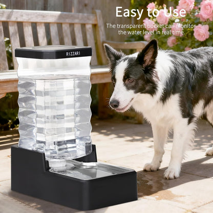 RIZZARI 10L Stainless Steel Dog Water Dispenser – Large Capacity Gravity Auto-Refill Waterer with Anti-Tip Design for Large Dogs, Ideal for Living Rooms, Offices & Indoor Pet Spaces