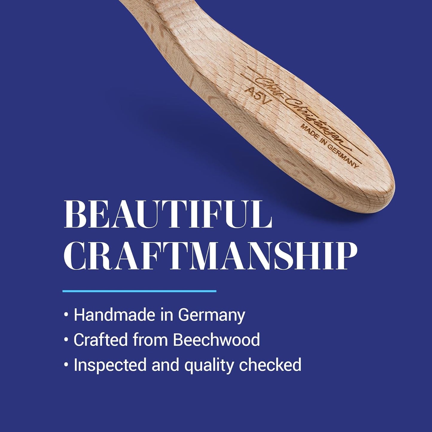 Chris Christensen Mark III Slicker Brush for Dogs, 12mm Pins, Groom Like a Pro, Handcrafted Lightweight Beechwood Ergonomic Handle, Stainless Steel Pins, A5III Medium. Made in Germany.