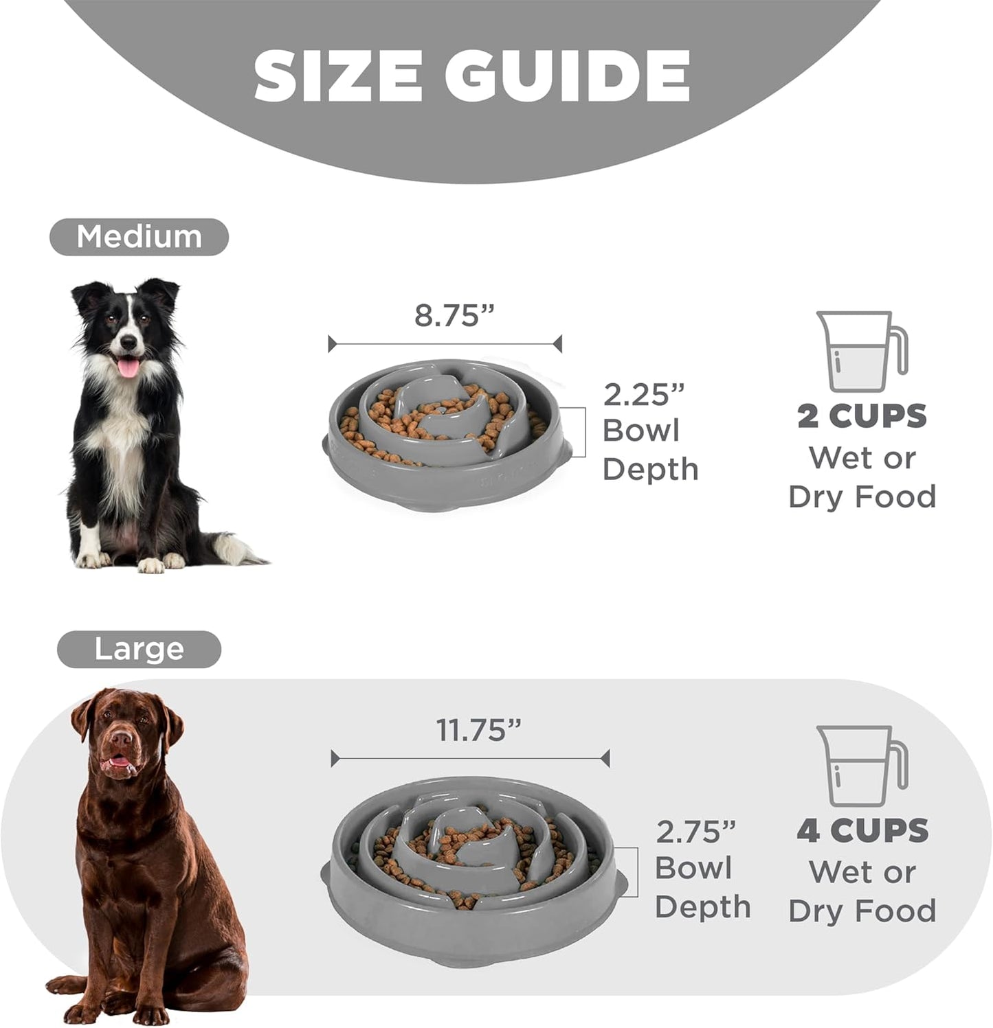 Outward Hound Fun Feeder Slo Bowl – Large 4‑Cup Capacity, Slow Feeding, Medium to Large Dogs, Non‑Slip, Blue, Notch Pattern